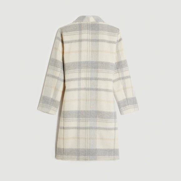 Ann Taylor Plaid Cocoon Coat in Ivory Multicolor - sz Large Petite - Picture 4 of 13